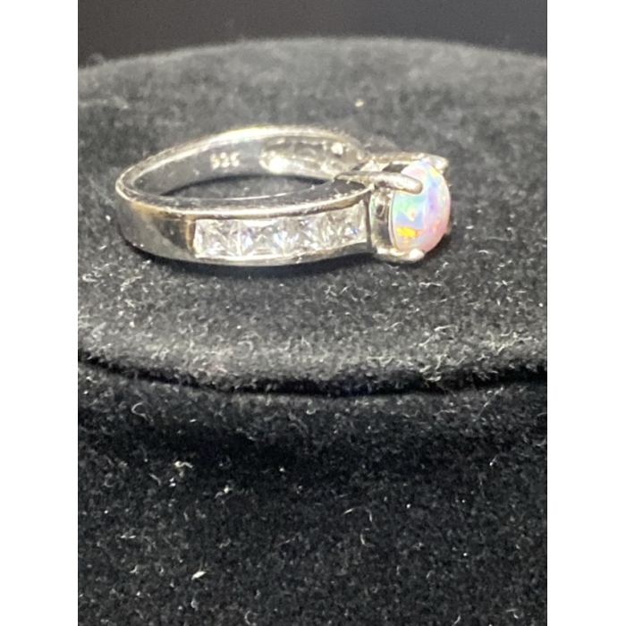 925 sterling lab created oval opal ring3