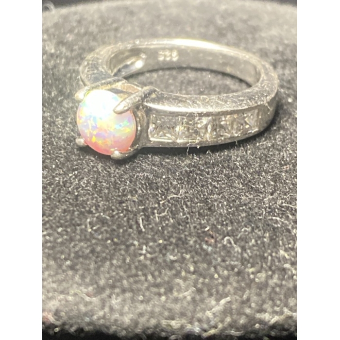 925 sterling lab created oval opal ring6