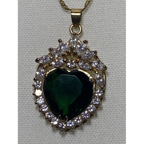 michael anthony faux emerald cz pendant 18k gold plated