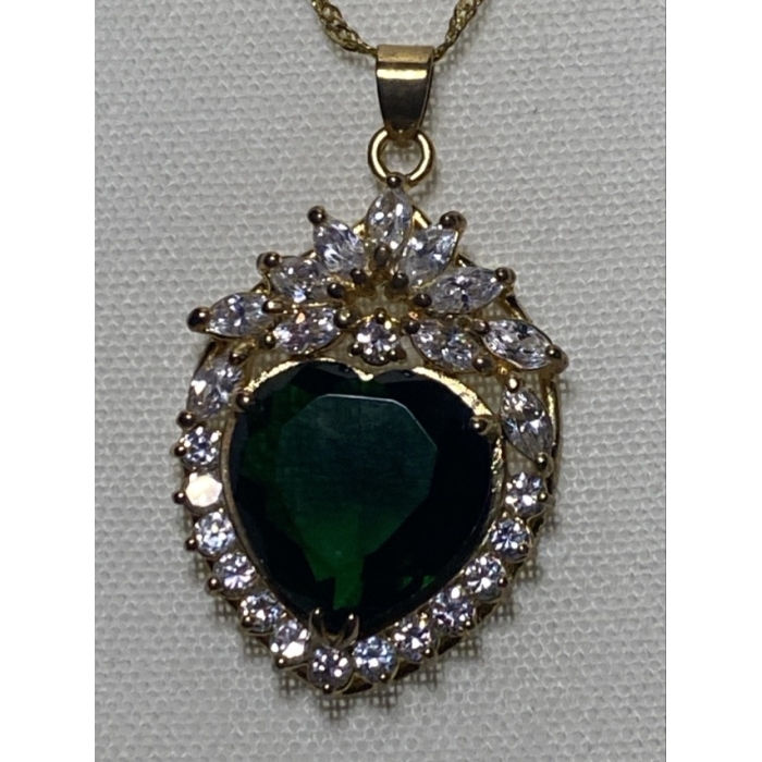 michael anthony faux emerald cz pendant 18k gold plated