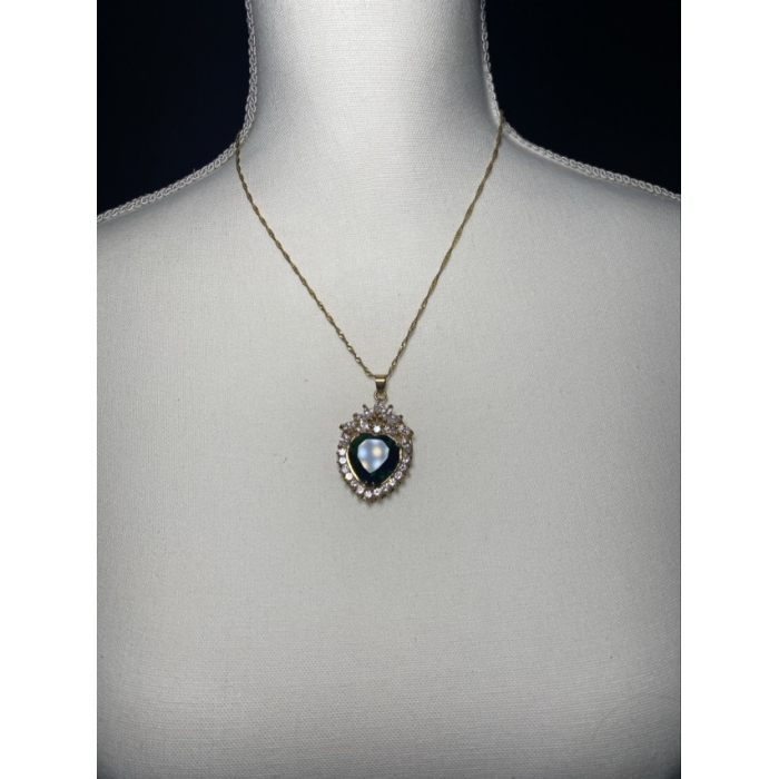 michael anthony faux emerald cz pendant 18k gold plated2