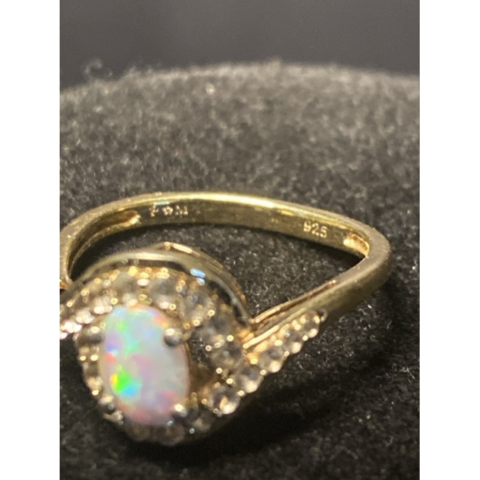 opal, cz, gold vermeil ring 925 sterling silver2