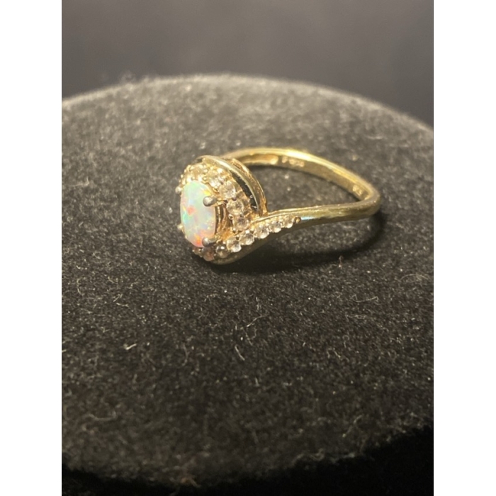 opal, cz, gold vermeil ring 925 sterling silver7