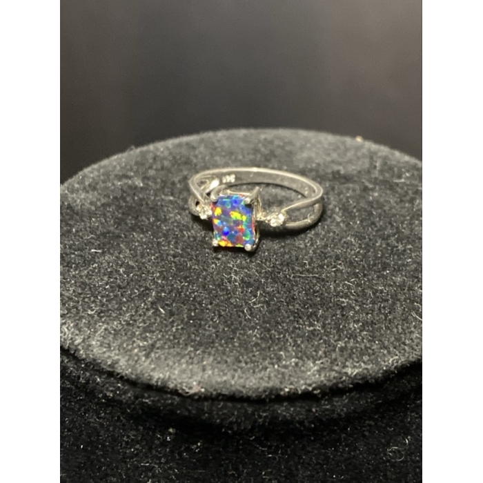 square solitaire ring new .925 sterling silver band size2
