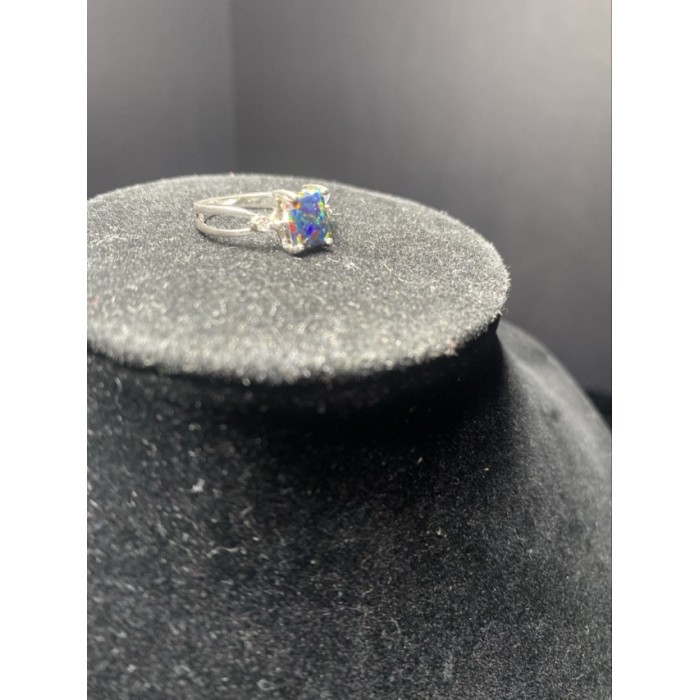 square solitaire ring new .925 sterling silver band size3