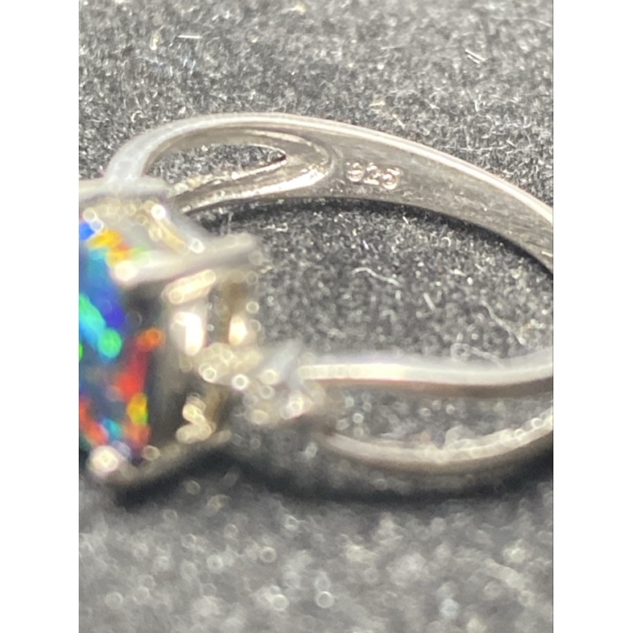 square solitaire ring new .925 sterling silver band size4