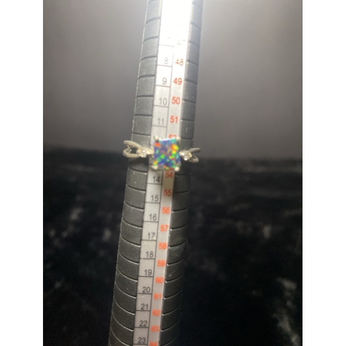 square solitaire ring new .925 sterling silver band size5